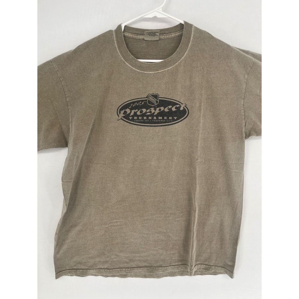 Authentic Pigment NHL 2005 Prospect Tournament T-Shirt Mens Large Tan Hockey Tee